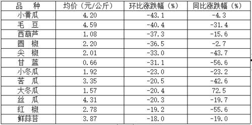 寿光小瓜今日价格表